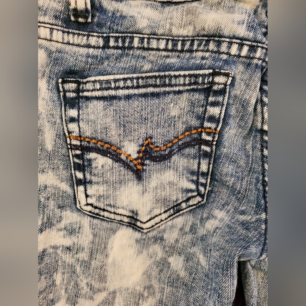 Machine Nouvelle Mode Acid Wash DESTROYED Skinny Jeans 26 RIPPED ITALY - Picture 5 of 9